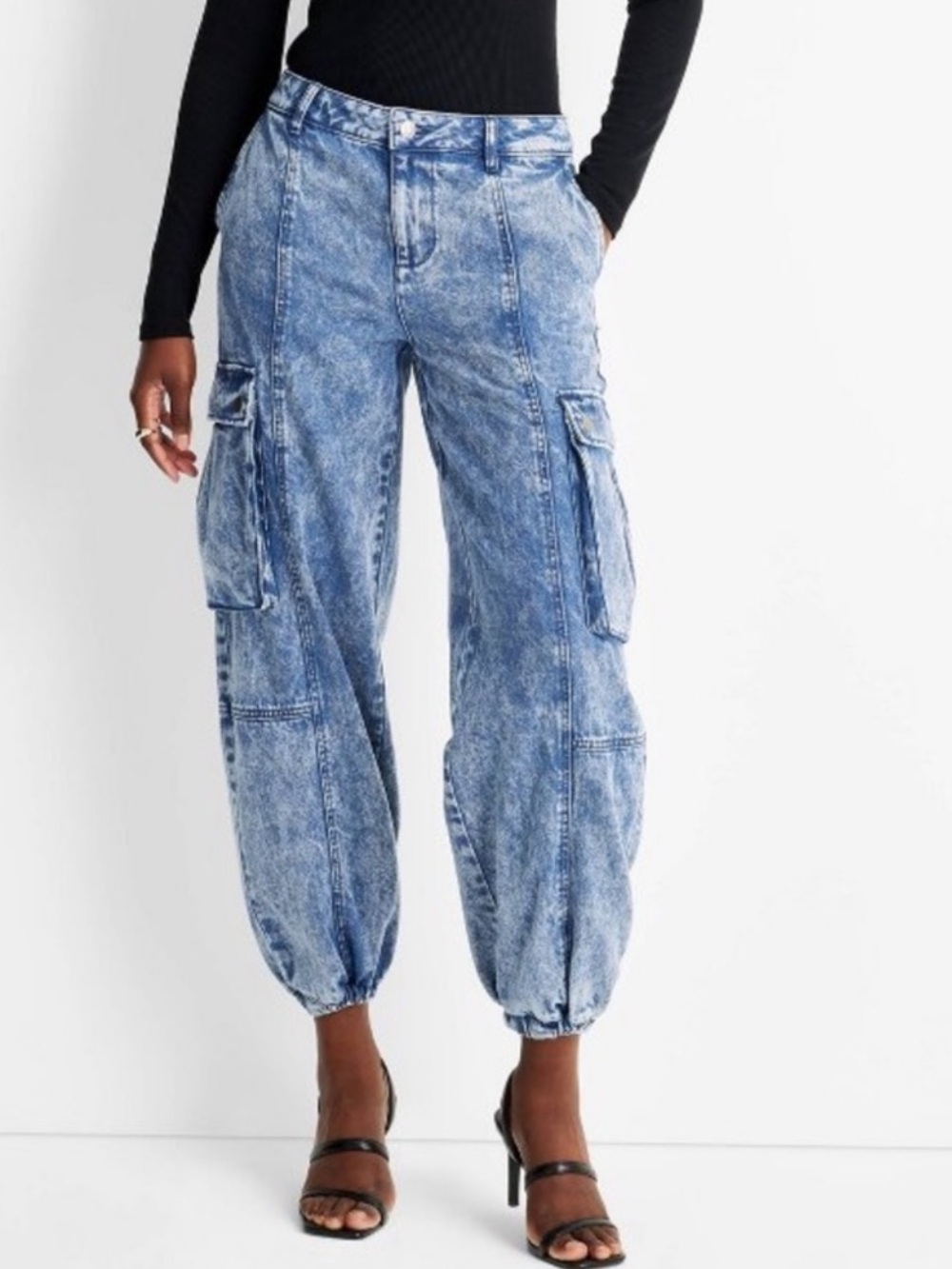 Future Collective X Kahlana Barfield Collab  Cargo Blue Jeans Size 12